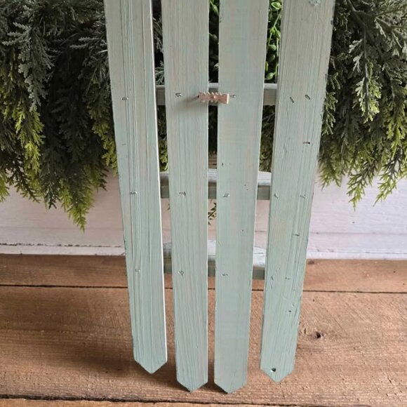 White & Teal Picket Fence Peg Key Rack Wall Hanging Primitive Farmhouse Shelf - Picture 7 of 8